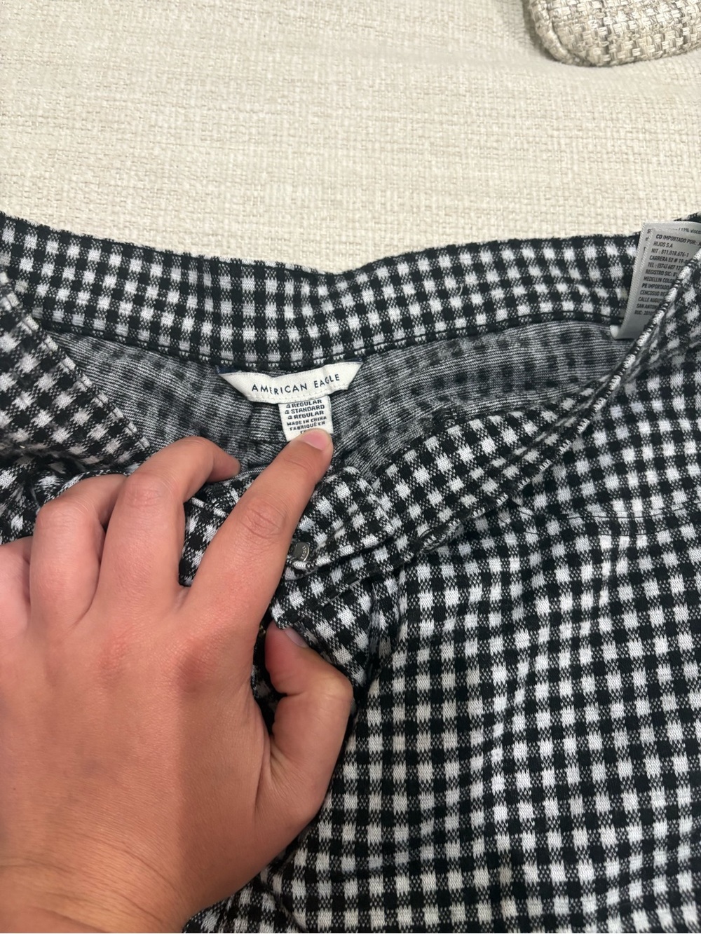 American Eagle Outfitters Black & White Gingham Wide-Leg Pants - Picture 2 of 5